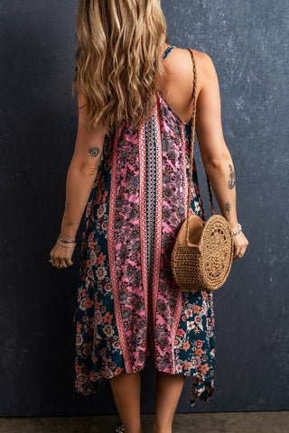 Printed V-Neck Midi Cami Dress Trendsi