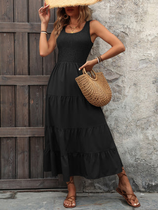 Ivy Lane Smocked Scoop Neck Sleeveless Tank Dress Trendsi