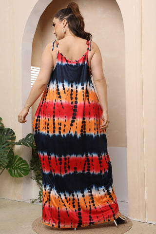 Plus Size Tie-Shoulder Maxi Dress Trendsi