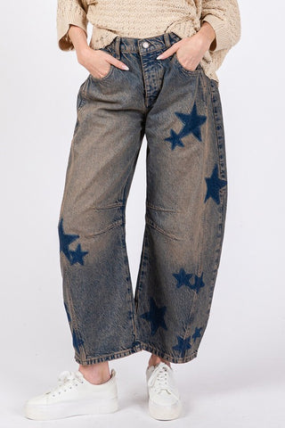 SAGE + FIG Star Wide Leg Jeans with Pockets Trendsi