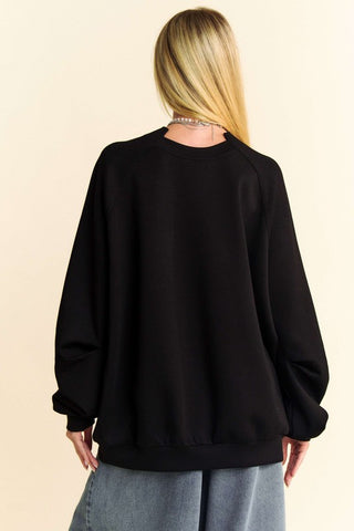 Davi & Dani Round Neck Raglan Sleeve Sweatshirt Trendsi