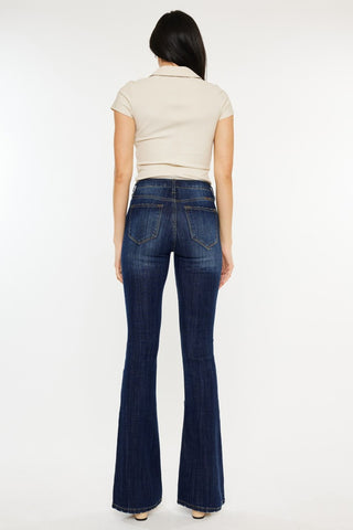 Kancan Full Size Mid Rise Slim Flare Jeans Trendsi