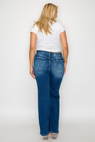 bytos Full Size High Rise Bootcut Jeans with Pockets Trendsi