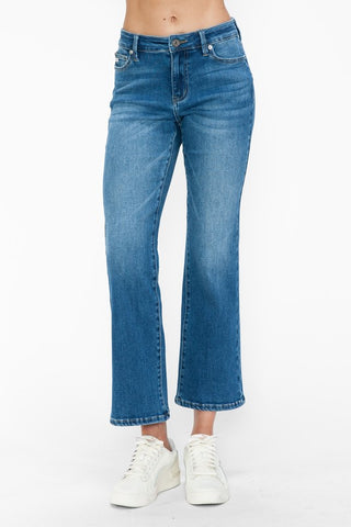 bytos Full Size Cat's Whiskers Mid Rise Ankle Jeans Trendsi