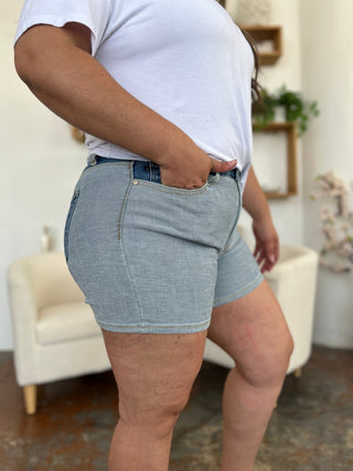 Judy Blue Full Size Color Block Denim Shorts Trendsi