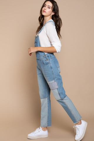 POL Front Chest Zipper Slim Leg Denim Overalls Trendsi