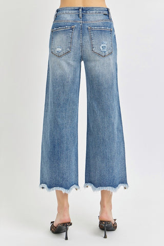 Risen High Rise Cropped Flare Jeans Trendsi