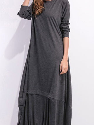 Full Size Round Neck Long Sleeve Sweatshirt Dress Trendsi