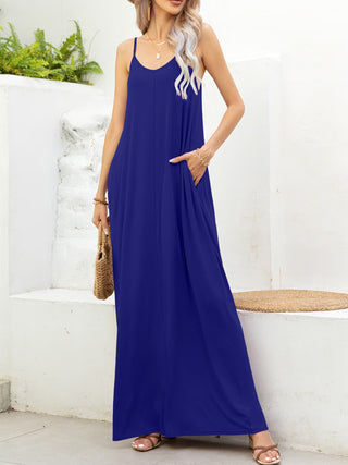 Spaghetti Strap V-Neck Maxi Dress with Pockets Trendsi