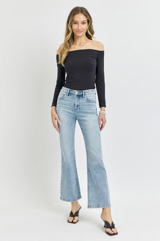 RISEN Full Size High Rise Ankle Flare Jeans Trendsi