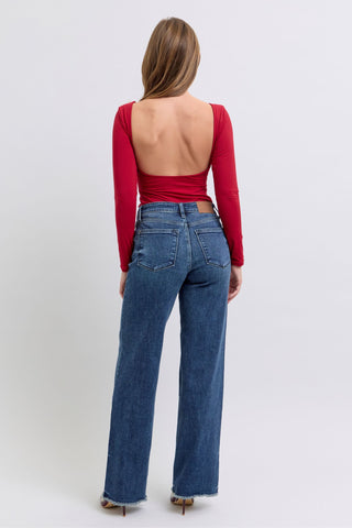 Judy Blue Full Size Raw Hem Mid Rise Jeans Trendsi