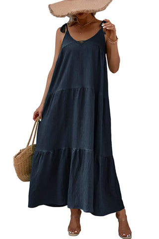 Perfee Tie-Shoulder Tiered Maxi Dress Trendsi