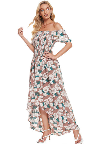 Floral Off-Shoulder Slit Maxi Dress Trendsi