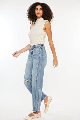 Kancan Ultra High Rise Distressed Straight Jeans Trendsi