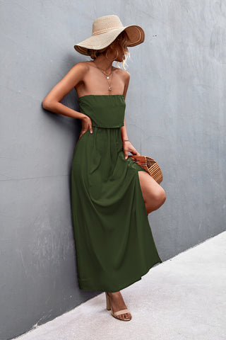 Strapless Split Maxi Dress Trendsi