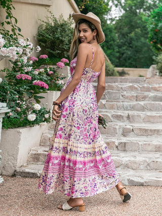 Tassel Printed V-Neck Maxi Dress Trendsi