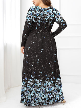 Plus Size Round Neck Maxi Dress with Pockets Trendsi