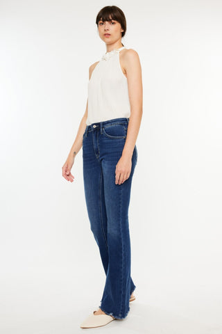 Kancan Cat's Whiskers Raw Hem Flare Jeans Trendsi