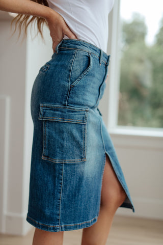 Always Be There Cargo Denim Skirt - Fashion Are Us 