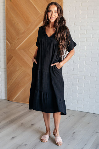 Always Learning Dolman Sleeve Dress in Black - Fashion Are Us, LLC