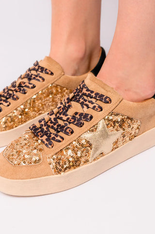 Another Round Sneakers in Gold Sequins Ave Shops