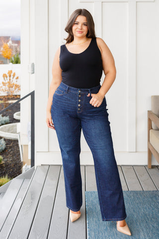 Arlo High Rise Button-Fly Straight Jeans - Fashion Are Us, LLC