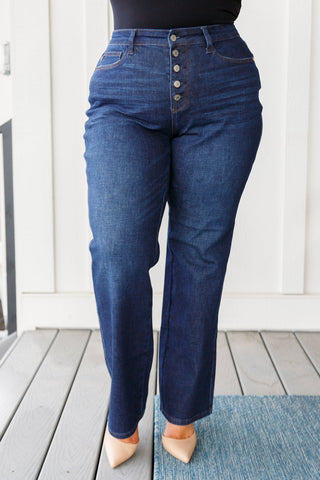 Arlo High Rise Button-Fly Straight Jeans - Fashion Are Us, LLC