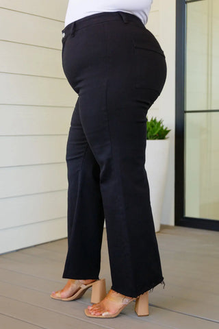 August High Rise Wide Leg Crop Jeans in Black Ave Shops