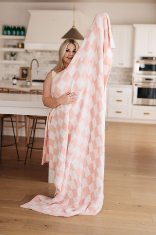 Penny Blanket Single Cuddle Size in Pink Check - Fashion Are Us, LLC