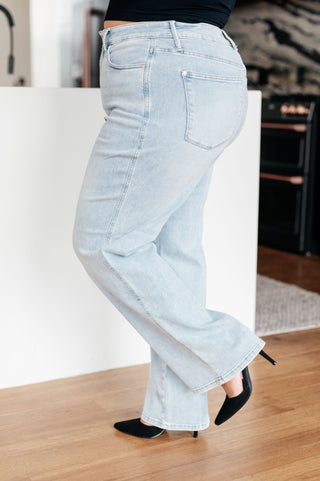 Brooke High Rise Control Top Vintage Wash Straight Jeans - Fashion Are Us 