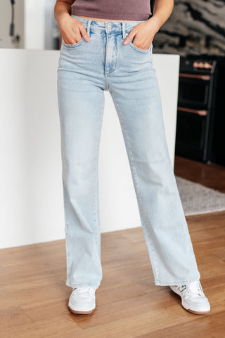 Brooke High Rise Control Top Vintage Wash Straight Jeans - Fashion Are Us 