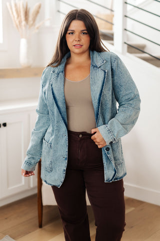 Business Brunch Denim Blazer - Fashion Are Us 