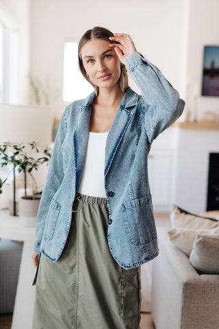 Business Brunch Denim Blazer - Fashion Are Us 