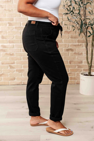 Carmen Double Cuff Joggers in Black - Fashion Are Us 