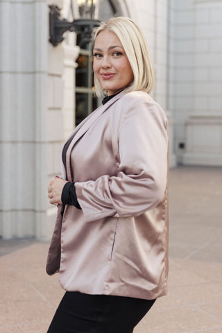 Champagne and Roses Satin Blazer - Fashion Are Us, LLC