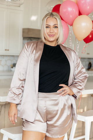 Champagne and Roses Satin Blazer - Fashion Are Us, LLC