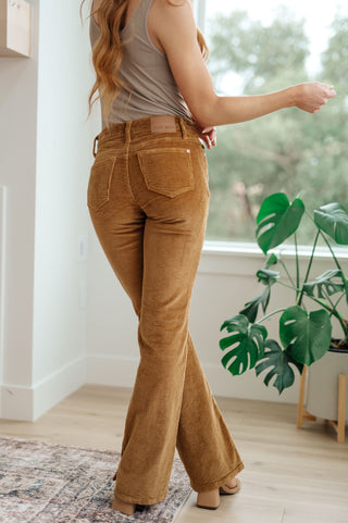 Cordelia Bootcut Corduroy Pants in Camel - Fashion Are Us, LLC