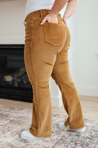 Cordelia Bootcut Corduroy Pants in Camel - Fashion Are Us, LLC