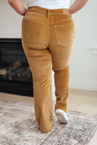 Cordelia Bootcut Corduroy Pants in Camel - Fashion Are Us, LLC