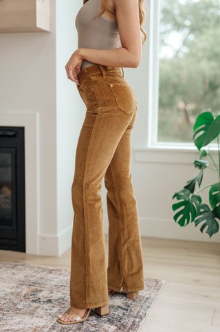 Cordelia Bootcut Corduroy Pants in Camel - Fashion Are Us, LLC