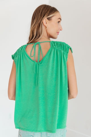 Ruched Cap Sleeve Top in Emerald - Fashion Are Us, LLC