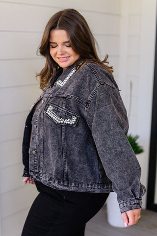 Denim And Pearls Denim Jacket - Fashion Are Us, LLC