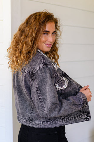 Denim And Pearls Denim Jacket - Fashion Are Us, LLC