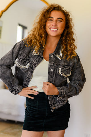 Denim And Pearls Denim Jacket - Fashion Are Us, LLC