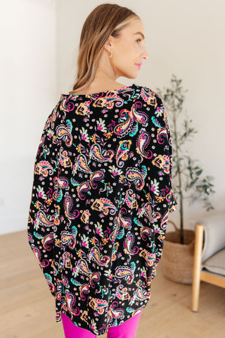 Essential Blouse in Black and Pink Paisley - Fashion Are Us 