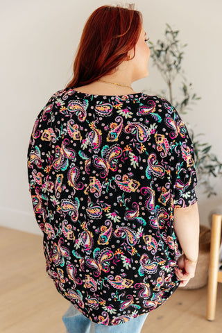 Essential Blouse in Black and Pink Paisley - Fashion Are Us 