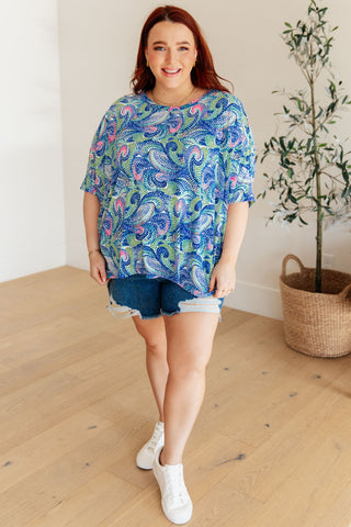 Essential Blouse in Painted Blue Mix - Fashion Are Us, LLC