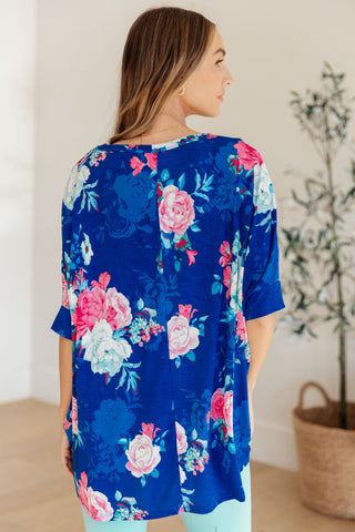 Essential Blouse in Royal and Pink Floral - Fashion Are Us 