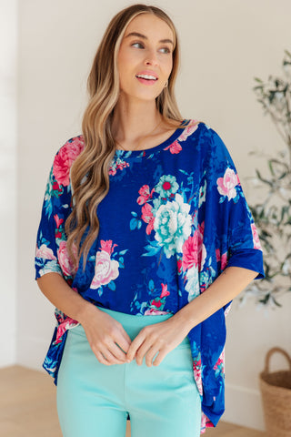 Essential Blouse in Royal and Pink Floral - Fashion Are Us 