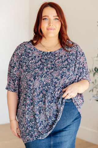 Essential Blouse in Navy Paisley - Fashion Are Us, LLC